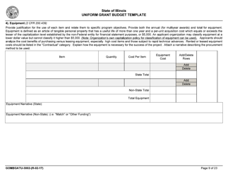 Form GOMBGATU-3002 Uniform Grant Budget Template - Illinois, Page 13