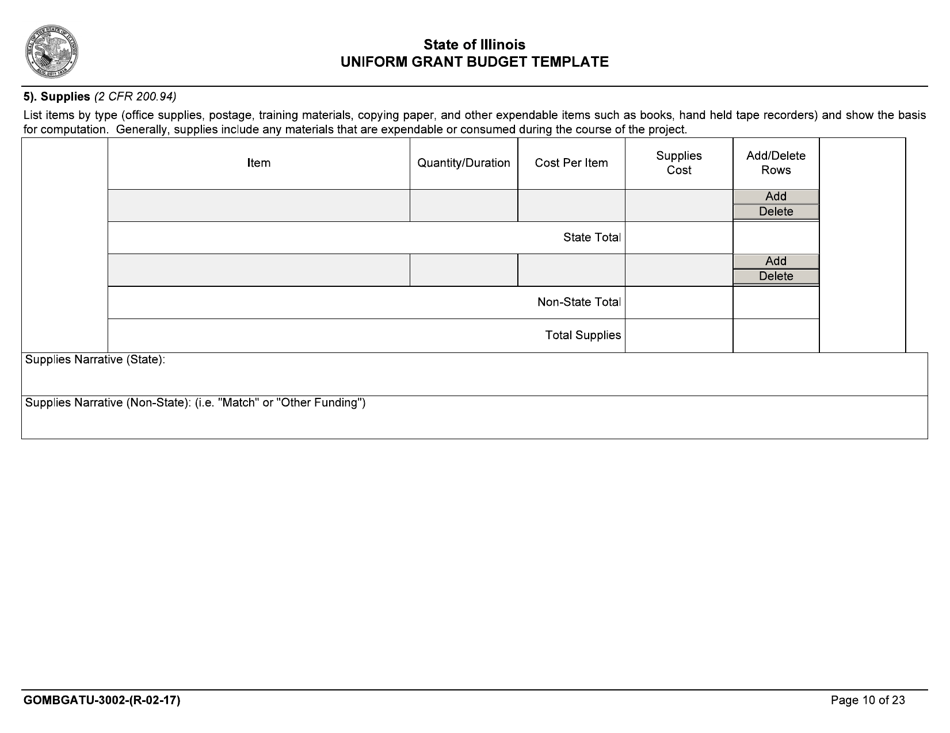 Form GOMBGATU-3002 Uniform Grant Budget Template - Illinois, Page 14