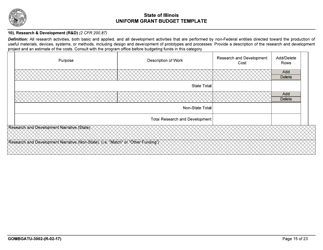 Form GOMBGATU-3002 Uniform Grant Budget Template - Illinois, Page 19