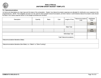 Form GOMBGATU-3002 Uniform Grant Budget Template - Illinois, Page 20
