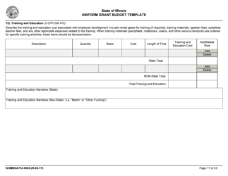 Form GOMBGATU-3002 Uniform Grant Budget Template - Illinois, Page 21