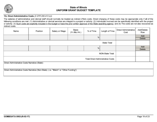 Form GOMBGATU-3002 Uniform Grant Budget Template - Illinois, Page 22