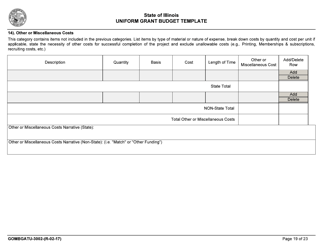 Form GOMBGATU-3002 Uniform Grant Budget Template - Illinois, Page 23
