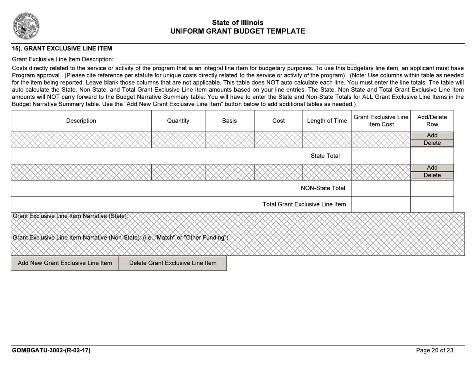 Form GOMBGATU-3002 Uniform Grant Budget Template - Illinois, Page 24
