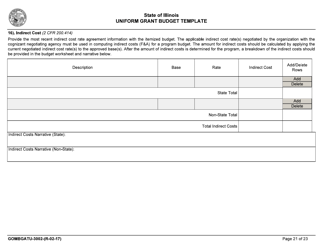Form GOMBGATU-3002 Uniform Grant Budget Template - Illinois, Page 25