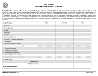 Form GOMBGATU-3002 Uniform Grant Budget Template - Illinois, Page 26