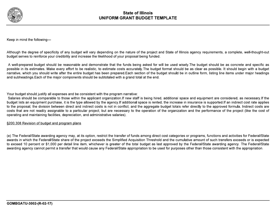 Form GOMBGATU-3002 Uniform Grant Budget Template - Illinois, Page 4