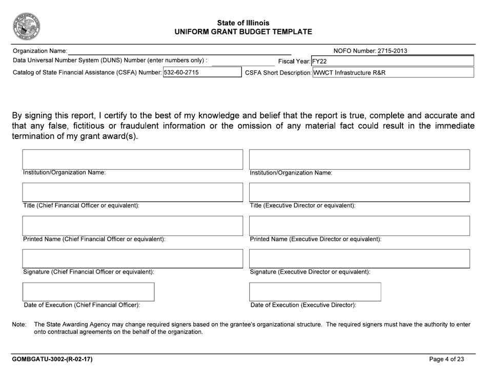 Form GOMBGATU-3002 Uniform Grant Budget Template - Illinois, Page 8