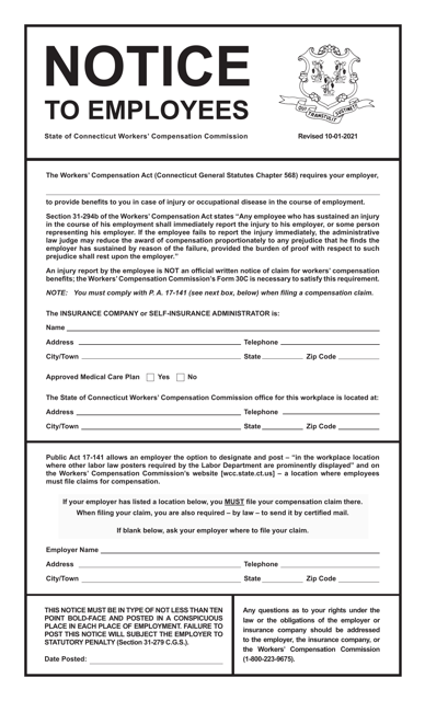 Notice to Employees - Connecticut Download Pdf