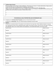 Fictitious Name Permit Application - California, Page 3