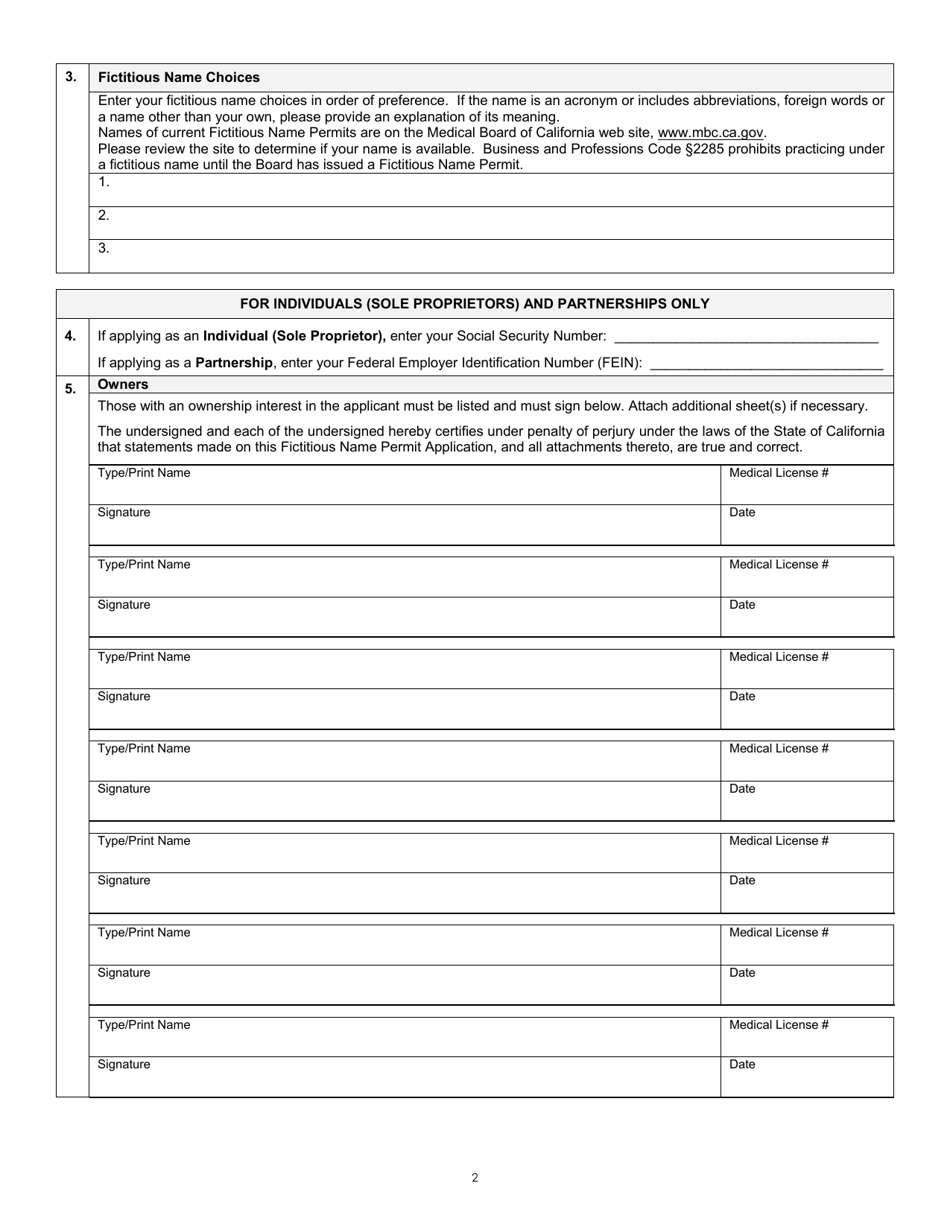 California Fictitious Name Permit Application Fill Out Sign Online And Download Pdf 7768