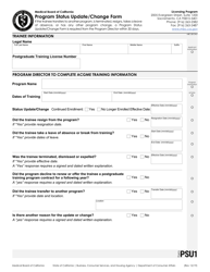 Form PSU Program Status Update/Change Form - California