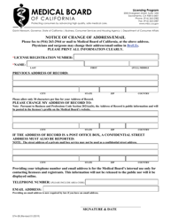 Form 07A-08 &quot;Notice of Change of Address/Email&quot; - California