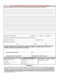Form 07R-40 Disabled Physician Application for Exemption From Payment of Renewal Fee - California, Page 2