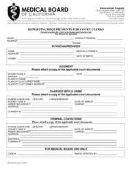 Form ENF-803 &quot;Reporting Requirements for Court Clerks&quot; - California