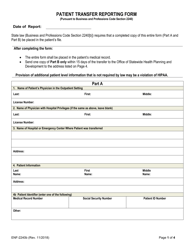 Document preview: Form ENF-2240B Patient Transfer Reporting Form - California