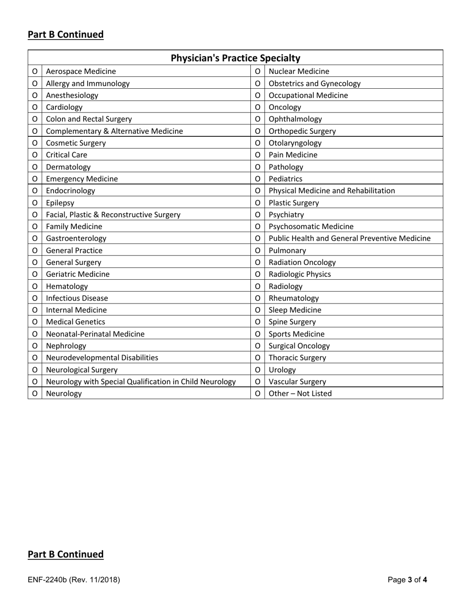 Form ENF-2240B Patient Transfer Reporting Form - California, Page 3