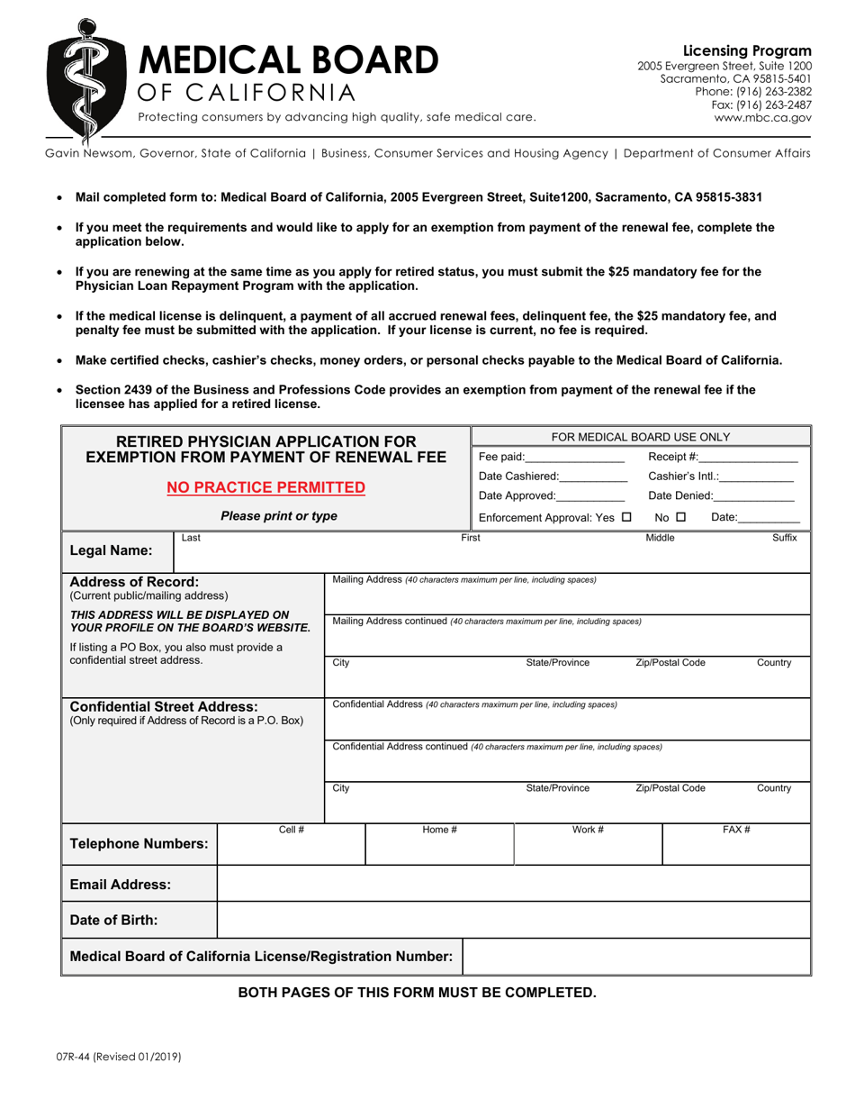 Form 07R44 Fill Out, Sign Online and Download Fillable PDF