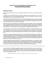 Form MGCB-AD-2067 Application for Placement in the Responsible Gaming Database - Michigan, Page 2