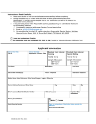 Form MGCB-AD-2067 Application for Placement in the Responsible Gaming Database - Michigan, Page 3