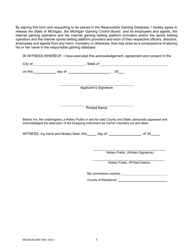 Form MGCB-AD-2067 Application for Placement in the Responsible Gaming Database - Michigan, Page 5