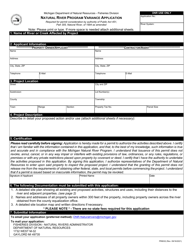 Form PR8032 &quot;Natural River Program Variance Application&quot; - Michigan
