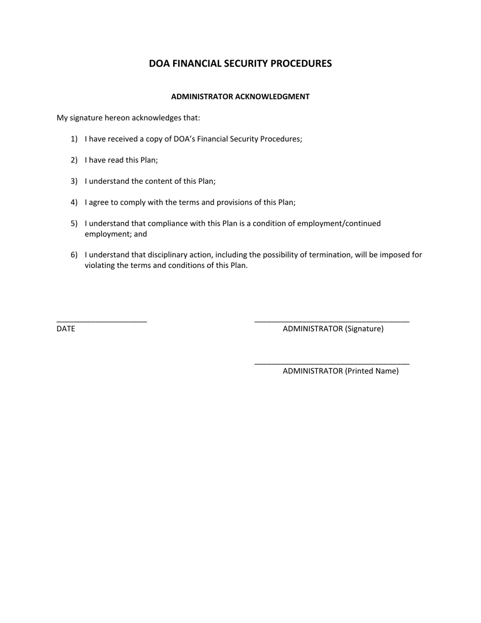 Administrator Acknowledgment - Louisiana, Page 1