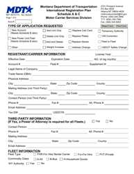 Form MDT-MCS-015 Schedule A &amp; C &quot;International Registration Plan - New and Renewed Accounts&quot; - Montana