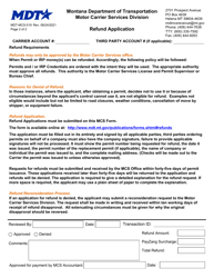 Form MDT-MCS-019 Mdt/Mcs Refund Application - Montana, Page 2