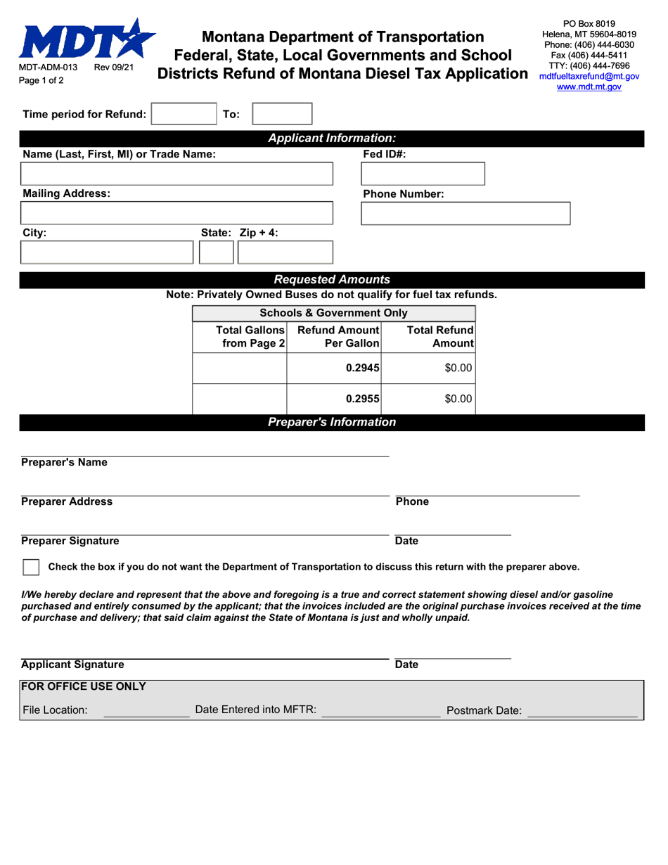 Form MDTADM013 Download Fillable PDF or Fill Online Federal, State