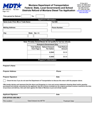 Form MDT-ADM-013 &quot;Federal, State, Local Governments and School Districts Refund of Montana Diesel Tax Application&quot; - Montana