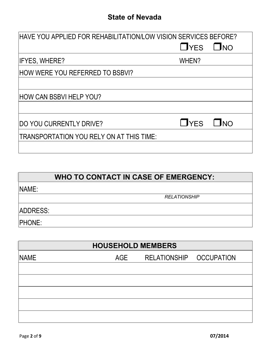 Application for Older Individuals Who Are Blind Program - Nevada, Page 2