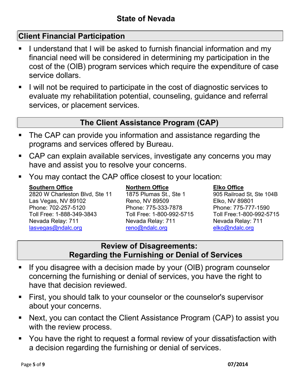Application for Older Individuals Who Are Blind Program - Nevada, Page 5
