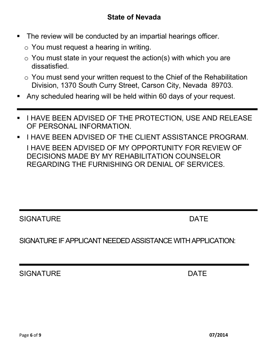 Application for Older Individuals Who Are Blind Program - Nevada, Page 6