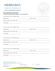 Line of Duty Compensation Act Beneficiary Designation Form - Nebraska, Page 2