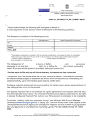 Form UIA1439P Special Payment Plan Commitment - Michigan