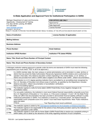 Document preview: Form PSS-030 In-state Application and Approval Form for Institutional Participation in Sara - Michigan
