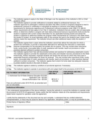 Form PSS-040 Out-of-State Institution Distance Education Authorization - Michigan, Page 2