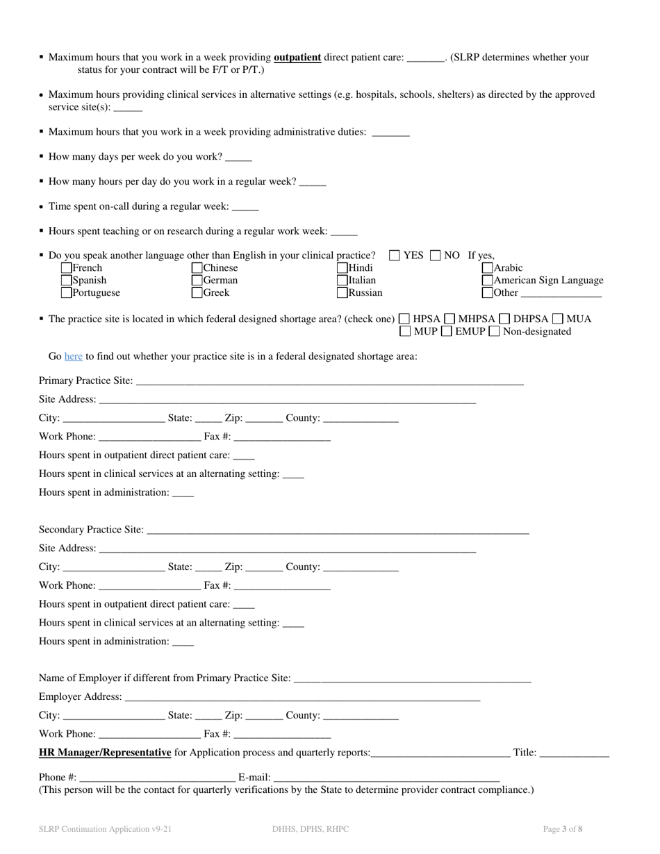 New Hampshire Application for Continuation of Contract - New Hampshire ...