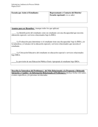 Solicitud Para Audiencia De Proceso Debido De Educacion Especial Y Formulario Modelo De Aviso Requerido - New Mexico (Spanish), Page 2