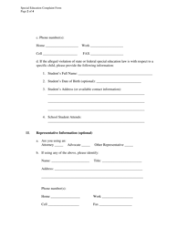 Special Education Complaint Form - New Mexico, Page 2