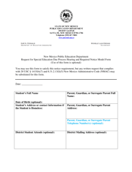 Request for Special Education Due Process Hearing and Required Notice Model Form - New Mexico