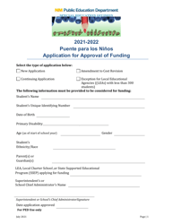 &quot;Application for Approval of Funding&quot; - New Mexico (English/Spanish), 2022