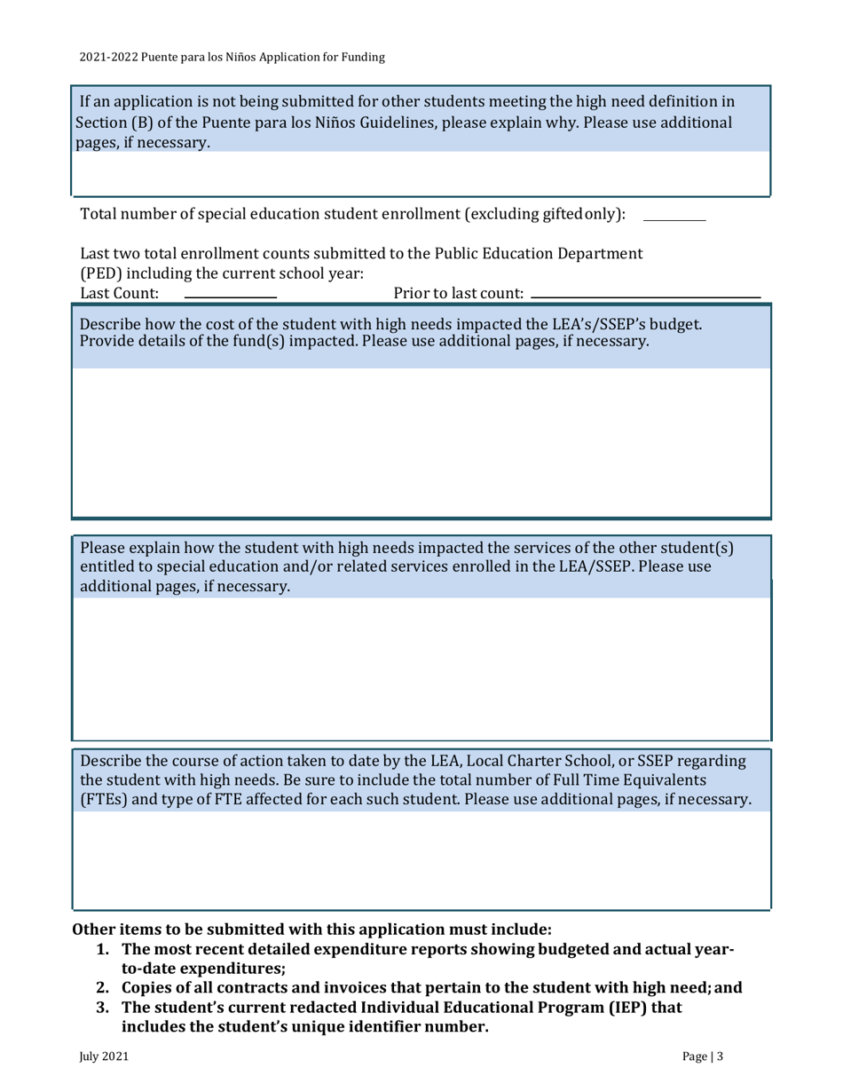 Application for Approval of Funding - New Mexico (English / Spanish), Page 3