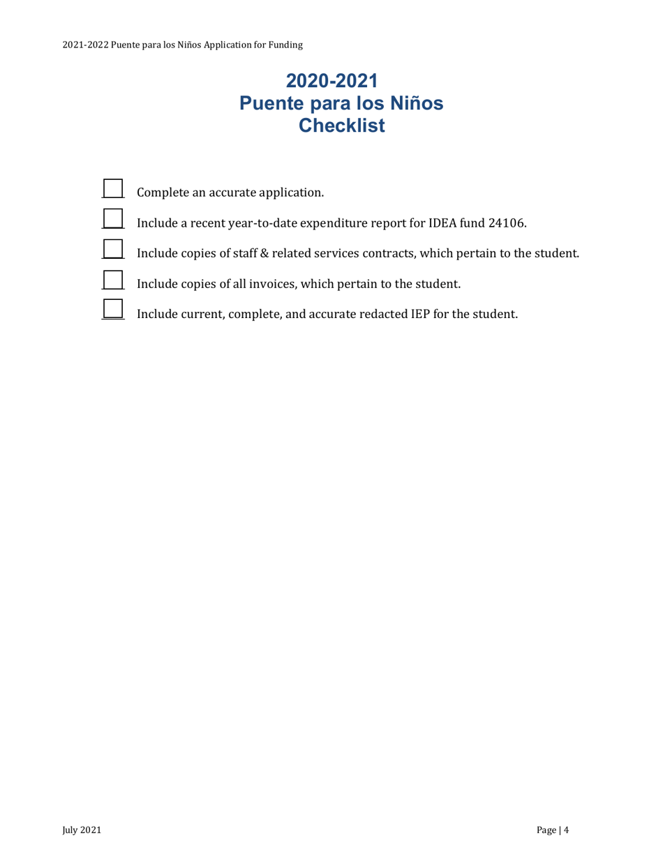 Application for Approval of Funding - New Mexico (English / Spanish), Page 4