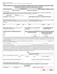 Form 2-1 &quot;Application for a Place on the General Primary Ballot for a Precinct or County Chair&quot; - Texas (English/Spanish)