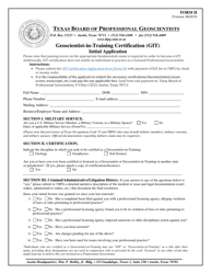 Form H &quot;Geoscientist-In-training Certification (Git) Initial Application&quot; - Texas