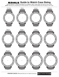 Kohl&#039;s Watch Sizing Guide Sheet, Page 2