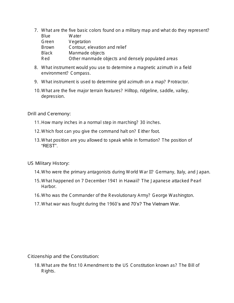 Jpa in-Ranks Inspection Worksheet With Answers - Jrotc, Page 3