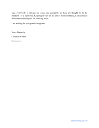 Sample Letter to Reduce Hours at Work, Page 2